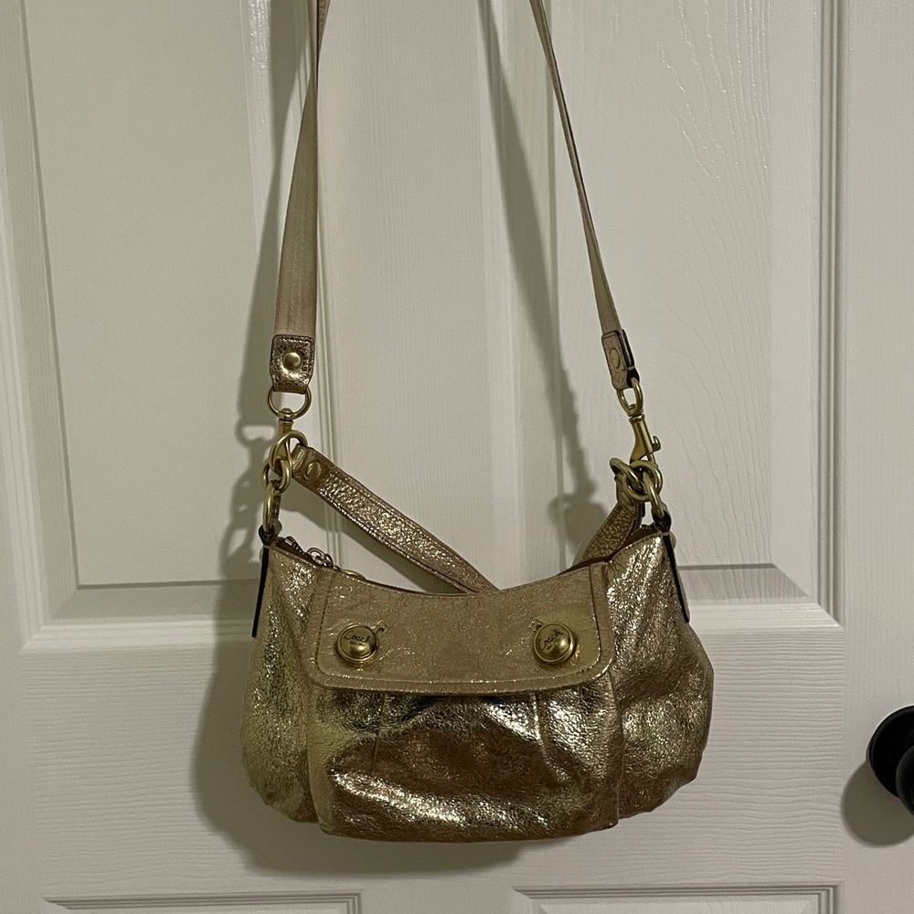 Coach Gold Metallic Shoulder Bag - Women's Crossbody